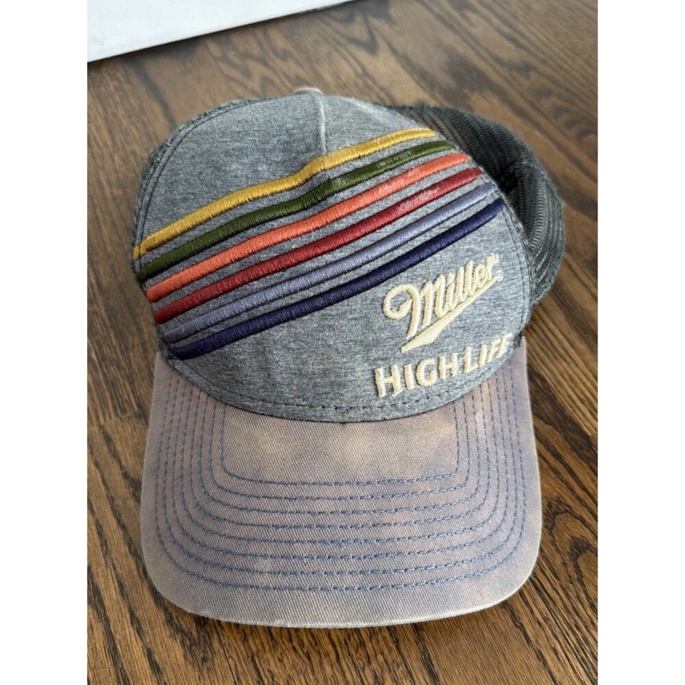 Miller High Life “6 Stripe” SnapBack Trucker Hat Distressed